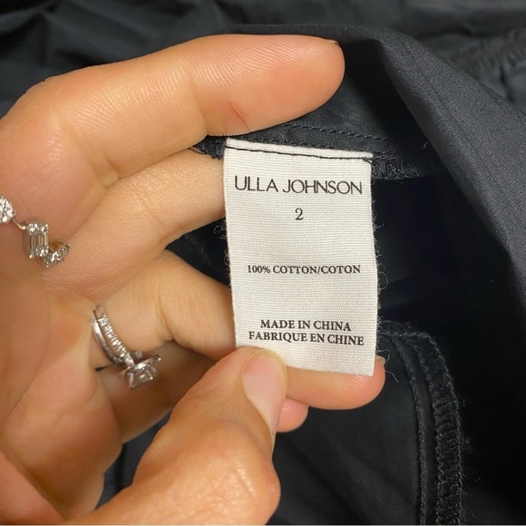 Ulla Johnson | Lila cold-shoulder gathered cotton-poplin mini dress In Black 2 - Picture 7 of 11